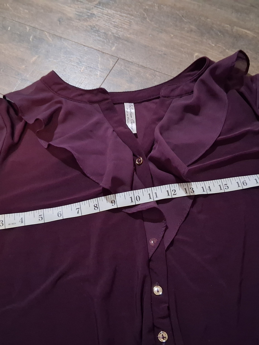 PerSeption Concept Purple Ruffle Button-Front Blouse Casual Size XL - Picture 4 of 6